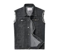 Ginsiom Men's Denim Vest,Sleeveless Jean Jacket Ripped Stretchy Distressed Battle Vest for Men Sleeve Less Outerwear, 938grey, X-Large