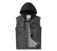 Ginsiom Men's Denim Vest,Sleeveless Jean Jacket Ripped Stretchy Distressed Battle Vest for Men Sleeve Less Outerwear, 9385grey, X-Large