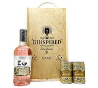 Ginspired Edinburgh Rhubarb & Ginger Gin Liqueur Gift Set Hamper | Personalised, with Fentimans Tonics, for Him, for Her, Christmas, Birthdays, Father's Day, Mother's Day