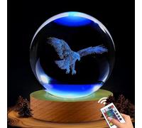 Ginsso Eagle Gifts for Men, 3.15in 3D Eagle Crystal Ball Lamp with Remote Control, Decor for Room Home, Birthday Christmas Father Day for Dad Lovers