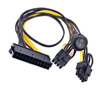 Gintai Replacement Power Cable + On/Off Switch for ATX 24 Pin to 2 PCIe 6 + 2 Pin 8 Pin 6 Pin