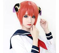 Gintama Kagura Cosplay Wigs 30Cm 11.81Inches Short Heat Resistant Synthetic Hair Anime Costume Party Cosplay Wig Orange Kagura