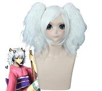 Gintama Sakata Gintoki Women Two Ponytails White Wig Cosplay Costume Female Heat Resistant Synthetic Hair Party Wigs PL-516