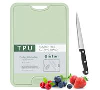 Gintan Flexible TPU Chopping Board, BPA Free with Knife and Juice Groove, Scratch Resistant Flexible Chopping Boards for Kitchen, Dishwasher Safe, Grippy Handle, Non-Slip (Green)