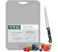 Gintan Flexible TPU Chopping Board, BPA Free with Knife and Juice Groove, Scratch Resistant Flexible Chopping Boards for Kitchen, Dishwasher Safe, Grippy Handle, Non-Slip (Grey)