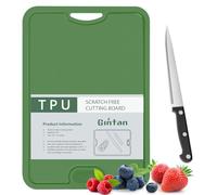 Gintan Flexible TPU Chopping Board, BPA Free with Knife and Juice Groove, Scratch-Resistant Flexible Chopping Boards for Kitchen, Dishwasher Safe, Easy Grip Handle, Non-Slip (Dark Green)
