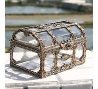 Gintdinpu Mini Clear Pirate Treasure Chest Jewelry Box, Crystal Gem Storage Organizer Mini Case, Plastic Transparent Pirate Treasure Box Crystal Gem Jewelry Box Storage Organizer Party Favors