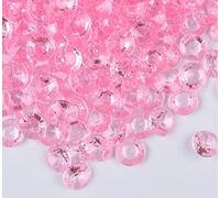 Gintoaria 1000pcs/ Pack Wedding Table Acrylic Diamond Scatter Crystals Confetti Acrylic Gems Vase Fillers Rhinestones for Wedding, Bridal Shower, Vase Beads Decorations (10mm, Baby Pink)