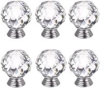 GINTON Crystal Drawer Knobs,Crystal Door Knobs,6PCS Clear Glass Cabinet Knobs Diamond Shaped Drawer Pulls Handle with Screw(Diameter 20mm/30mm/40mm)(40mm) (Size : (Size : 30mm)