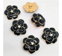 GINTON Metal Button,Luxury Buttons,Sewing Button, 18/23MM Black White Camellia Metal Buttons Of Clothing Luxury Button Maker Crafts Sewing Accossories Decor Apparel (Color : Noir, Size : 23mm 5pcs)