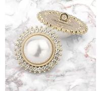 GINTON Metal Button,Luxury Buttons,Sewing Button, 5pcs Large Pearl Luxury Sewing Buttons Clothes Decoration Shirt Cardigan Knit Sweater Diamond Buttons for Clothing Women (Size : 23mm)