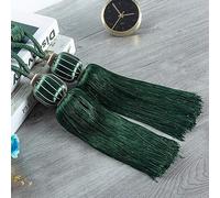 GINTON Tassel Curtain Tiebacks,Curtain Tieback Holdback Rope, A Pair Of European Style Curtain Tie Tie Accessories Light Luxury Hanging Ball Double Ball Decoration-Dark Green [2 Packs]