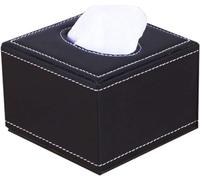 GINTON Tissue Box Holder,Tissue Box Dispenser,Faux Leather Small Square Paper Holder Black Tissue Dispenser Storage Box Car Home Hotel Table Decor Size: 11.5Cm X 11.5Cm X 8Cm