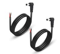 GINTOOYUN 2 Pack 90 Degree DC Power Pigtails Cable, Right Angle DC 5.5mm x 2.5mm Male Plug to Bare Wire Open End Power Supply Replacement Repair Cord, for Monitors,Camera,3FT 1m (DC5525)