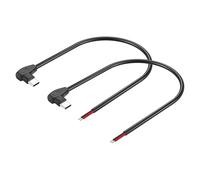 GINTOOYUN 2 Pcs 20AWG USB-C Male Plug Pigtail Power Cable 5V/3A Right Angle 90 Degree Type-C Male Plug to Two Core Tinned Bare Wire Power Cable for Laptops,Mobile Phones,DIY,etc (30CM)