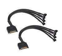 GINTOOYUN 2 PCS SATA to Fan Splitter Adapter Power Cable - 15 Pin SATA to 5x 3 Pin/4 Pin 12V Computer Case Fan Power Cable for CPU, Motherboard, etc (10.6 Inch)