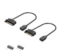 GINTOOYUN 2 Pcs SATA to RGB Fan Power Cable 22AWG SATA 15 Pin Male to 3 Pin RGB Female Chassis Fan Power Cable for Chassis Fan, RGB Light Strip,RGB Fan,etc(12.6 Inch)