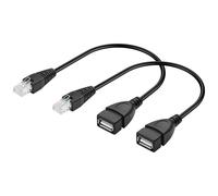 GINTOOYUN 2 Pcs USB to RJ45 Ethernet Cable, USB Female to RJ45 8P4C Ethernet Male Extension Cable for Router, ADSL Modem, Camera etc (11.81 Inch)