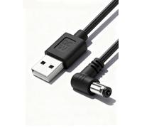GINTOOYUN 2PCS 1m/3.2FT USB to DC5521 Cable USB 5V to DC 5V Cable with DC Jack 5.5 x 2.1mm for Fan, Table Lamp, Bluetooth Audio, Wireless Router, Speakers (90 Degrees)