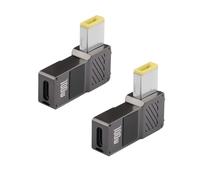 GINTOOYUN 2PCS USB C to Slim Tip Charging Converter Adapter 100W 5A Laptop Type C Female Input to Right Angle Slim Tip Rectangle Plug Converter for E440 E450 E550 E560 T430 T440 T440S (Square plug)