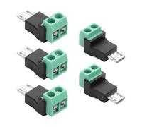 GINTOOYUN 5PCS Micro USB C to 2 Pin Screw Terminal Adapter Micro USB Male Screw Terminal Block Connector Charge Pluggable Adapter Connector
