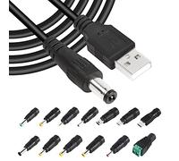 GINTOOYUN 5V USB2.0 to DC Power Cable USB2.0 to DC 5.5mmx2.1mm Universal Charging Cable with 13 Connector Plugs for Laptops, Speakers, Power Banks, Routers, etc(60.2Inch)