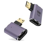 GINTOOYUN 8K Mini HDMI to HDMI Extender Adapter 2.1 Version Mini HDMI Male to Right Angle 90 degreeHDMI Female Extension Adapter for Camera,Laptop,Tablet,HDTV,Projector 2 PCS(Angle Right)