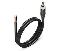 GINTOOYUN Anti-Dropout DC Power Pigtail Cable 16AWG with Nut DC5.5mmx2.1mm Male Plug to Open Bare Wire Power Cord for Outdoor Security Camera, CCTV, DVR, etc(3.28 FT)