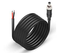 GINTOOYUN Anti-Dropout DC Power Pigtail Cable 16AWG with Nut DC5.5mmx2.1mm Male Plug to Open Bare Wire Power Cord for Outdoor Security Camera, CCTV, DVR, etc(9.84 FT)
