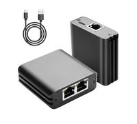 GINTOOYUN Black RJ45 Ethernet Splitter 1 to 2 Out 1000Mbps High Speed Gigabit Switch Network Splitter Internet Distributor with USB Power Cable for Cat5/5e/6/7/8 Cables (Black)