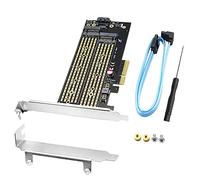 GINTOOYUN Dual M.2 PCIe Adapter M.2 NGFF SSD and NVME SSD to PCI-e x4 Host Controller Expansion Card Porous Heat Dissipation Structure is Suitable for Desktop Computer Mainframes Motherboards etc.