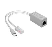 GINTOOYUN Gray DC5V USB-C POE Splitter 10/100Mbps Type-C POE Splitter With RJ45 Port and Type-C Port Comply IEEE 802.3AF/AT Standard(6.69 Inch)