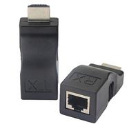 GINTOOYUN HDMI Extender - HDMI to RJ45 Network Cable Converter Repeater Over Cat 5e/6 - 1080p up to 30m - Includes Transmitter & Receiver for HDTV, PS4, STB, DVD, 4K, 2K (Black)