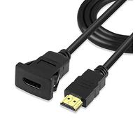GINTOOYUN HDMI Panel Embedded Extension Cable Buckle Type Square Single Port HDMI Female to HDMI Male Extension Interface Cable for Car Ship Motorcycle Truck Dashboard (3FT)