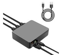 GINTOOYUN RJ45 Ethernet Splitter 1 to 3 Out 1000Mbps Gigabit Switch Network with USB Splitter Internet Distributor for Cat5/5e/6/7/8 Cables (3 Computers at The Same Time)