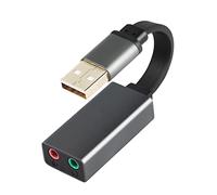 GINTOOYUN USB 2.0 Dual Channel External Sound Card Adapter Flat Ribbon USB External Stereo Sound Card Cable with 3.5mm Speaker/Headphone and Microphone Jacks for,Laptops, Headphones,Microphones,etc.