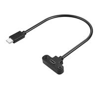 GINTOOYUN USB-C Panel Mount Cable USB 2.0 Type C Male to Tyep C Panel Mount Female Extension Cable with Panel Mount Screw for Laptops,Computer Cases,Tablets,etc(12.6 Inch)