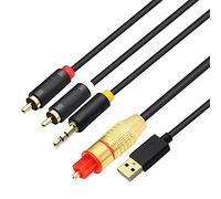 GINTOOYUN USB Coaxial Digital Analog Audio Cable, AUX SPDIF Digital Coaxial to 3.5mm + 2 RCA Jack Converter Digital Audio Cable for TV, PS4, Blu-Ray Player, Multimedia Speaker