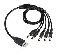 GINTOOYUN USB to DC Splitter Power Cable 1 to 5 USB 2.0 Male to 5 DC 5.5mm x 2.1mm Extension Cable for LED Strip Lights, Monitors, HUB Splitters, Routers, Speakers, Mini Fans, Tablet Computers 70cm