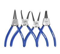 GINWORD 7-inch 4 Pcs Snap Ring Pliers Set, Circlip Pliers Kit, Straight/Bent Jaw, Internal/External Heavy Duty C Clip Pliers for Ring Remover Retaining,Blue