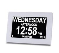 GINZER Dementia Alarm Clock with Touch Screen Design 2025 New, Digital Clock 8 inch Large Display Talking Calendar Clock, with Date and Day for Elderly Alzheimers with HD Digital Photo Frame