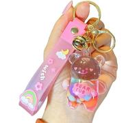 GINZER Kawaii Bracelet Quicksand Keychain Liquid Floating Bear Cute Keychains Wristlet Charm Key Ring for Women Girls