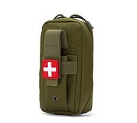 GINZER Molle Medical IFAK Pouch, Rip-Away EMT First Aid Pouch Bag, Tactical Emergency Survival Empty Trauma Kit, EDC for Outdoor Travel Camping Hiking Trekking, Army Green, 10cmX19cmX6cm
