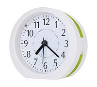 GINZER Music Alarm Clock Bedside Non Ticking Battery Powered Operated, Analogue Clocks with Snooze and Light, Silent for Travel Bedrooms Desks Kids Elderly, Green