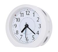 GINZER Music Alarm Clock Bedside Non Ticking Battery Powered Operated, Analogue Clocks with Snooze and Light, Silent for Travel Bedrooms Desks Kids Elderly,Silver