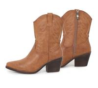 gioanroca Western Cowgirl Ankle Boot for Women with Embroidered Comfy Fashion Vintage Boot Wide Calf Horse Riding Pointed Toe Cowgirl Short Booties, Camel-a, 4.5 UK