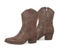 gioanroca Western Cowgirl Ankle Boot for Women with Embroidered Comfy Fashion Vintage Boot Wide Calf Horse Riding Pointed Toe Cowgirl Short Booties, Brown-a, 4.5 UK