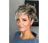 Pixie Cut Wigs Short Stylish Fluffy Layer Wig for White Women Synthetic Hair Wig With Bangs for Women Brown Mix Blonde Wig Short