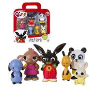 Giochi Preziosi Bing Set of 6 Figures, Bing Characters Collection, Flop, Sula, Amma, Pando and Padget, Coloured Details and Dimensions in Scale, Bing is 8 cm High, Children Games 18 Months +