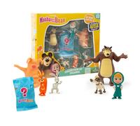 Giochi Preziosi Masha and the Bear - Set of 6 Characters from the Famous TV Series 5 to 7 cm Tall and 1 Exclusive Surprise Glow in the Dark for Children from 3 Years